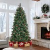 6FT Prelit Artificial Christmas Tree- Fluffy Fraser Fir with Pine Cones & Berries 350 Warm White Lights, for Home Party - 2 of 4