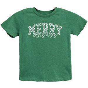 Merry Christmas Varsity Checkered - Youth Short Sleeve Graphic T-Shirt - 1 of 4