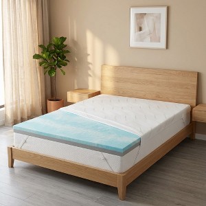 Dyonery Mattress Topper 3 Inch Extra Firm, 2-in-1 Cooling Gel Memory Foam for Camper, High Density Bamboo Support for Back Pain - 1 of 4