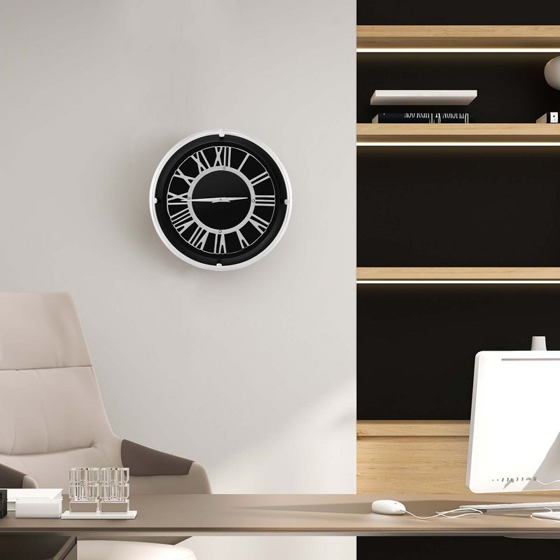 Costway 17.5/13.5 Inch Silent Wall Clock with Silver Frame Silver Roman Number Glass Cover, 5 of 10