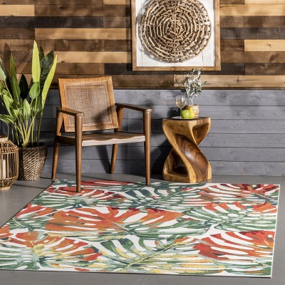 Reversible Multicolor Floral Synthetic 3' x 5' Indoor/Outdoor Rug