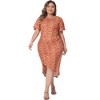 Agnes Orinda Women's Plus Size Polka Dots Ruched Round Neck Short Sleeve Cocktail Bodycon Dresses - 3 of 4