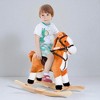 Mshliw Kids Plush Rocking Horse Ride-On Toy with Galloping & Neighing Sounds, Soft Saddle Seat, Wood Base for Children Ages 3+, Halloween gift - 2 of 4