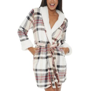 ADR Women's Short Robe, Classic Cozy Plush Robe Woman, Short Fleece Bathrobe - 1 of 4