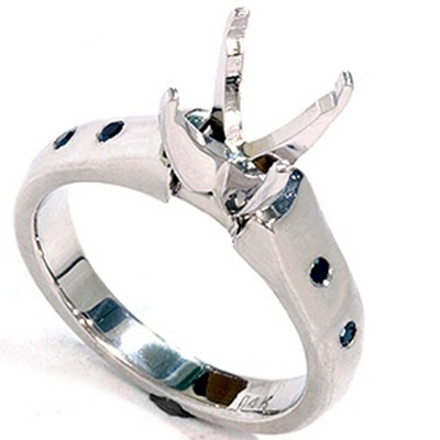 Pompeii3 Black Diamond Semi Mount Cathedral Engagement Ring 14K Setting