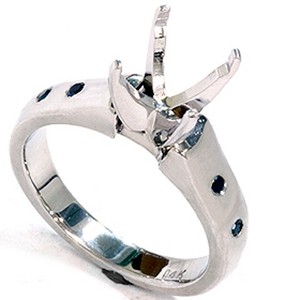 Pompeii3 Black Diamond Semi Mount Cathedral Engagement Ring 14K Setting - 1 of 4