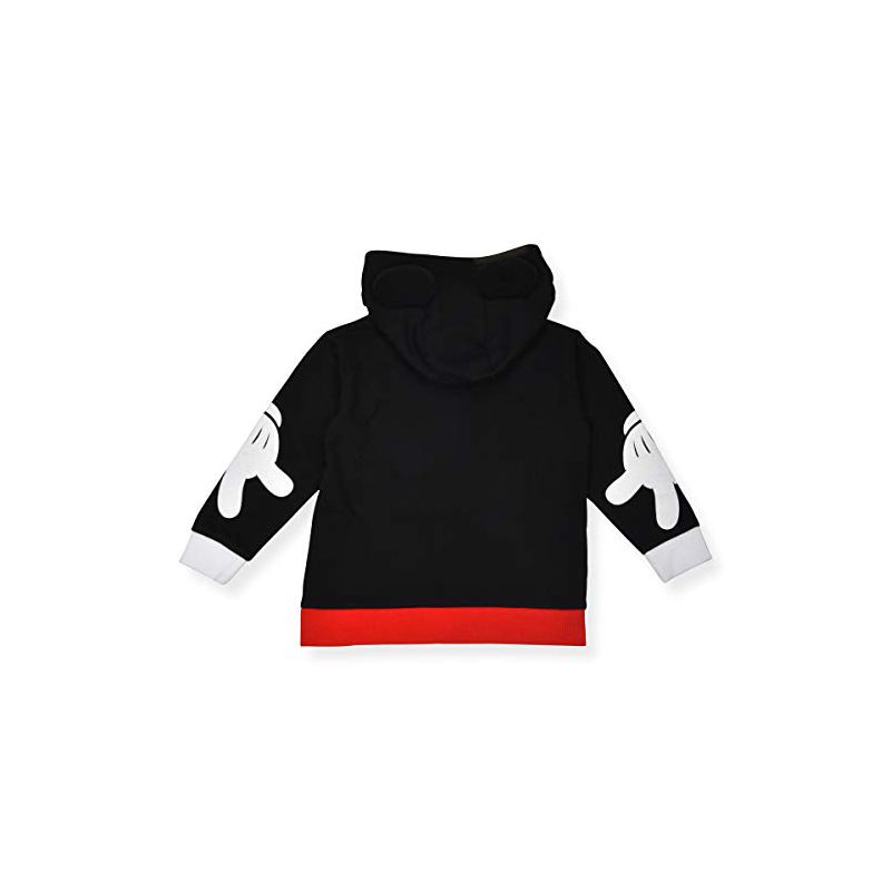 Disney Boy's Mickey Mouse Graphic Printed Zip Up Fashion Hoodie Jacket with Hooded Ears for infant, 2 of 3