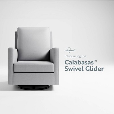Fog Gray Upholstered Swivel Glider with Arm Rest
