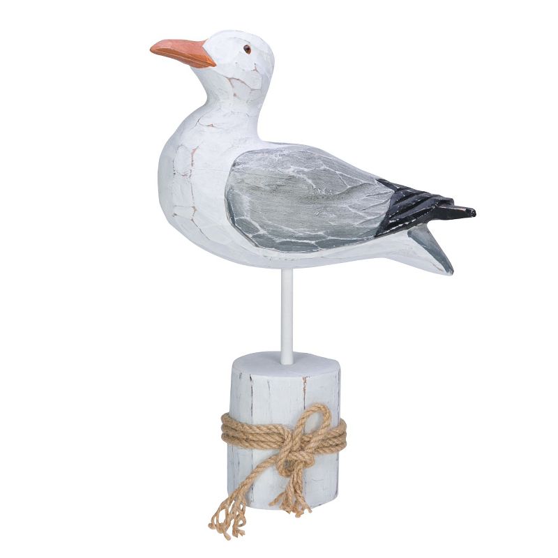 Beachcombers Seagull White Piling Figurine with Rope Coastal Nautical Table Room Home Decor 10.25" x 10.50", 1 of 3