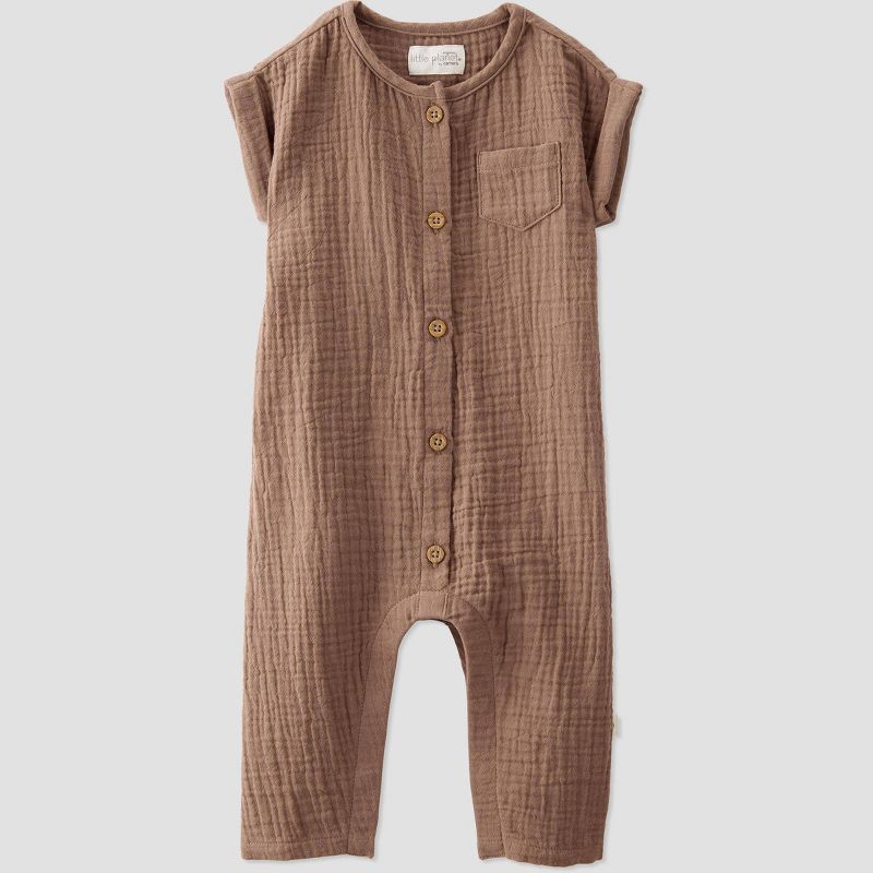 Little Planet by Carter's Organic Baby Gauze Nutmeg Jumpsuit, 1 of 4