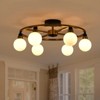 PAKOKULA Mid Century 6-Light Gold and Black Round Sputnik Semi Flush Mount Ceiling Light - 2 of 4