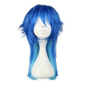 Unique Bargains Women's Curly Wigs 24" Blue Gradient with Wig Cap Long Hair - 1 of 4