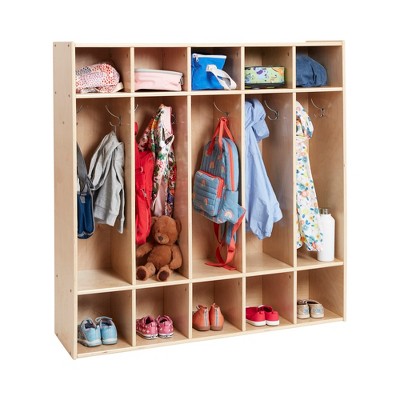 Natural Birch 5-Section Coat Locker with Cubbies
