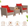 Tangkula 3 Piece Outdoor Rattan Sofa Set Wicker Conversation Furniture Set with Cushions - 4 of 4