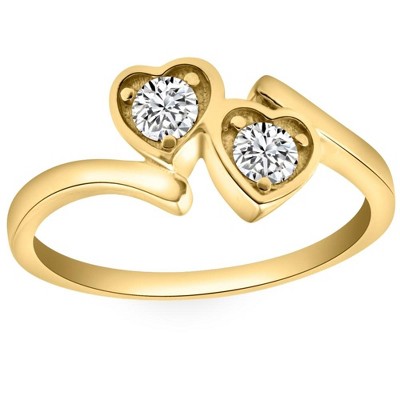 Pompeii3 1/3CT Diamond Two Stone Forever Us Heart Ring in White, Yellow, or Rose Gold