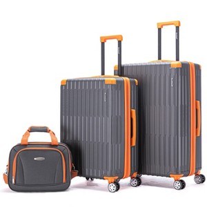 Rockland 3 Luggage Set 2-Piece Hardside Spinner Wheel Uprights with Tote Charcoal - 1 of 4