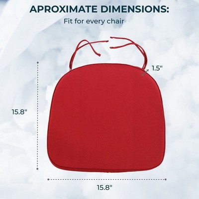 Red Memory Foam Dining Chair Cushion with Ties, Set of Two