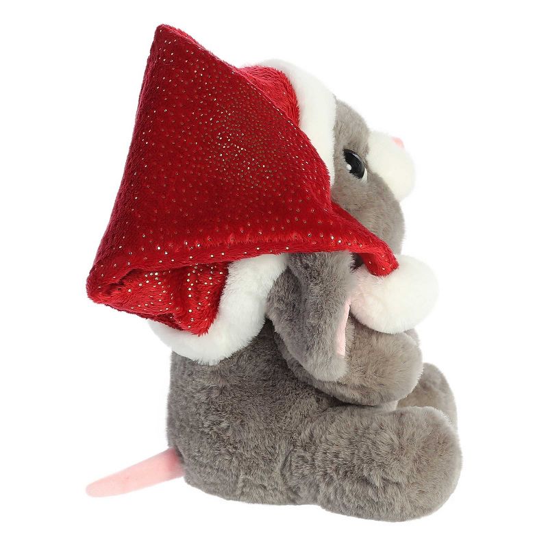 Aurora Medium Gray Holiday Oversized Santa Hats 8.5" Merry Mouse Festive Stuffed Animal, 3 of 8