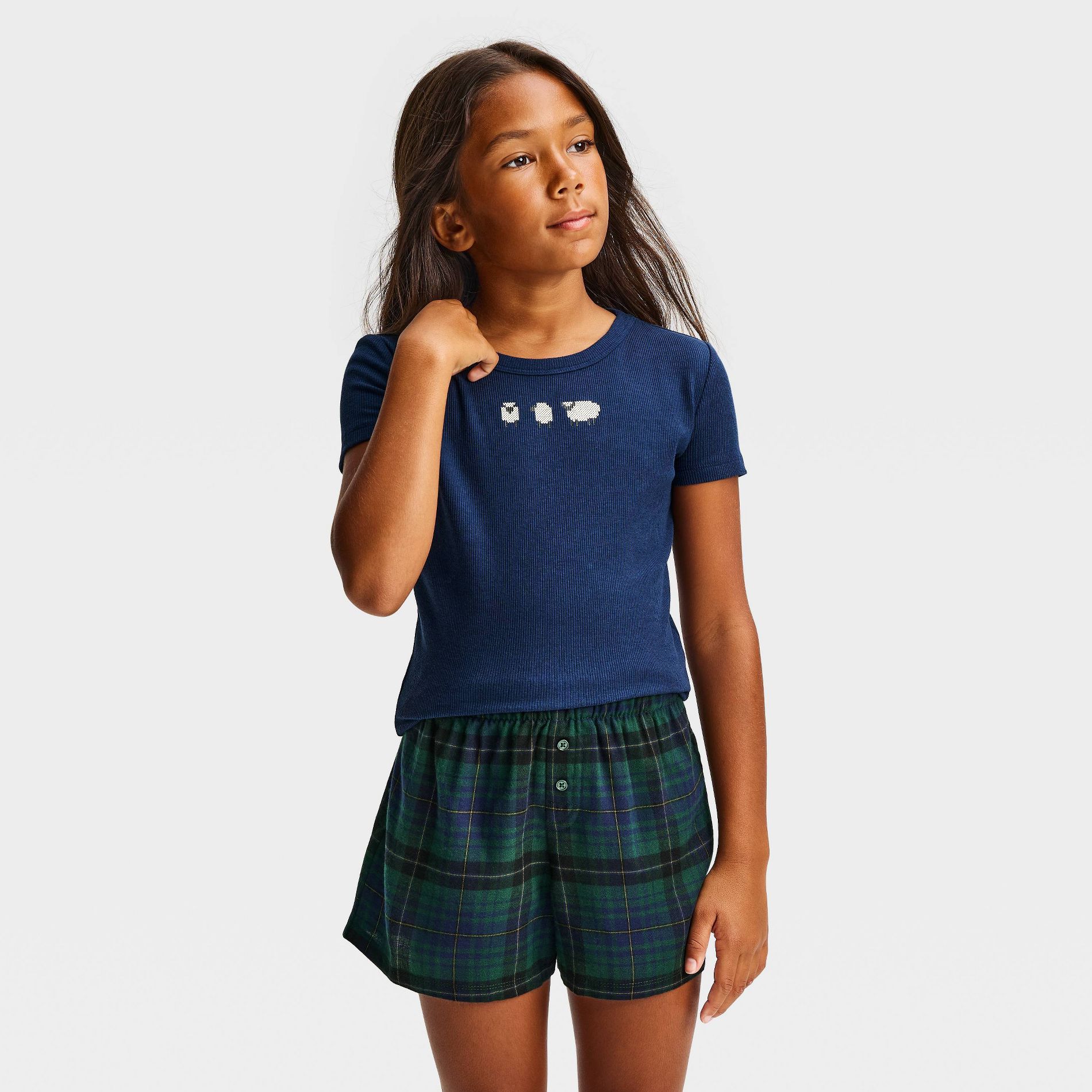 Girls' Tight Fit Ribbed Short Sleeve Pajama Top - art class™