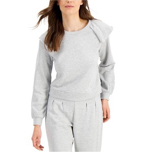 I.N.C International Concepts Womens Ruffled Sweatshirt, Grey, Medium - 1 of 1