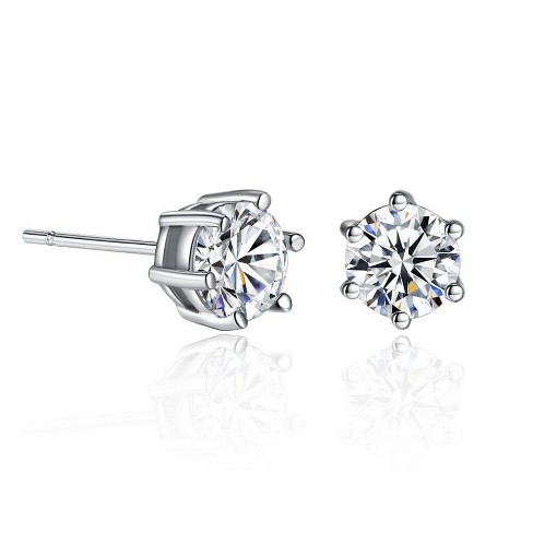 Hollywood Sensation Round Cut Cubic Zirconia Stud Earrings .25 Inches Silver - image 1 of 3