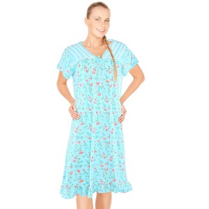 JEFFRICO Womens Nightgowns Short Sleeve Sleepwear Soft Pajama Dress Nightshirts - 1 of 4