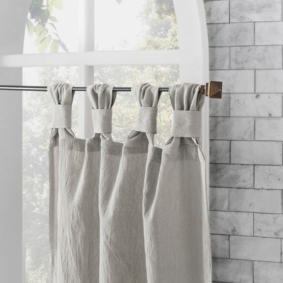 Silver Gray Cotton Twist Tab Cafe Curtain Tier Pair