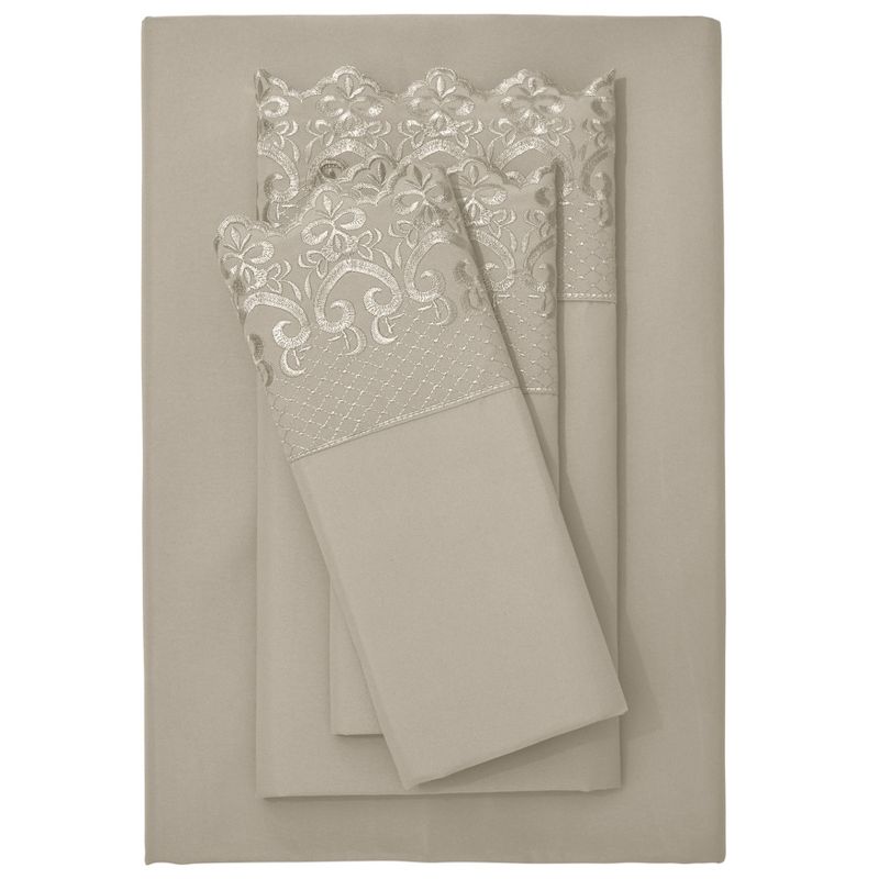 BrylaneHome Hotel Embroidery Sheet Set, 1 of 2