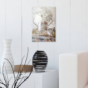 15" x 10" Romantic Roses Floral and Botanical Unframed Canvas Wall Art in White - Oliver Gal: Cottage/Country Style, Museum Grade - 1 of 4