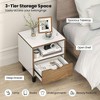Resenkos Practical Bedroom Nightstand,Drawer+Open Storage Shelf,Compact Space-Saving Side Table with Functional Organizing , Natural White - 3 of 4