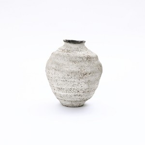 LuxenHome 11.54" Rustic Gray Round Ceramic Vase, Textured Accent for Home Decor Multicolored - 1 of 4