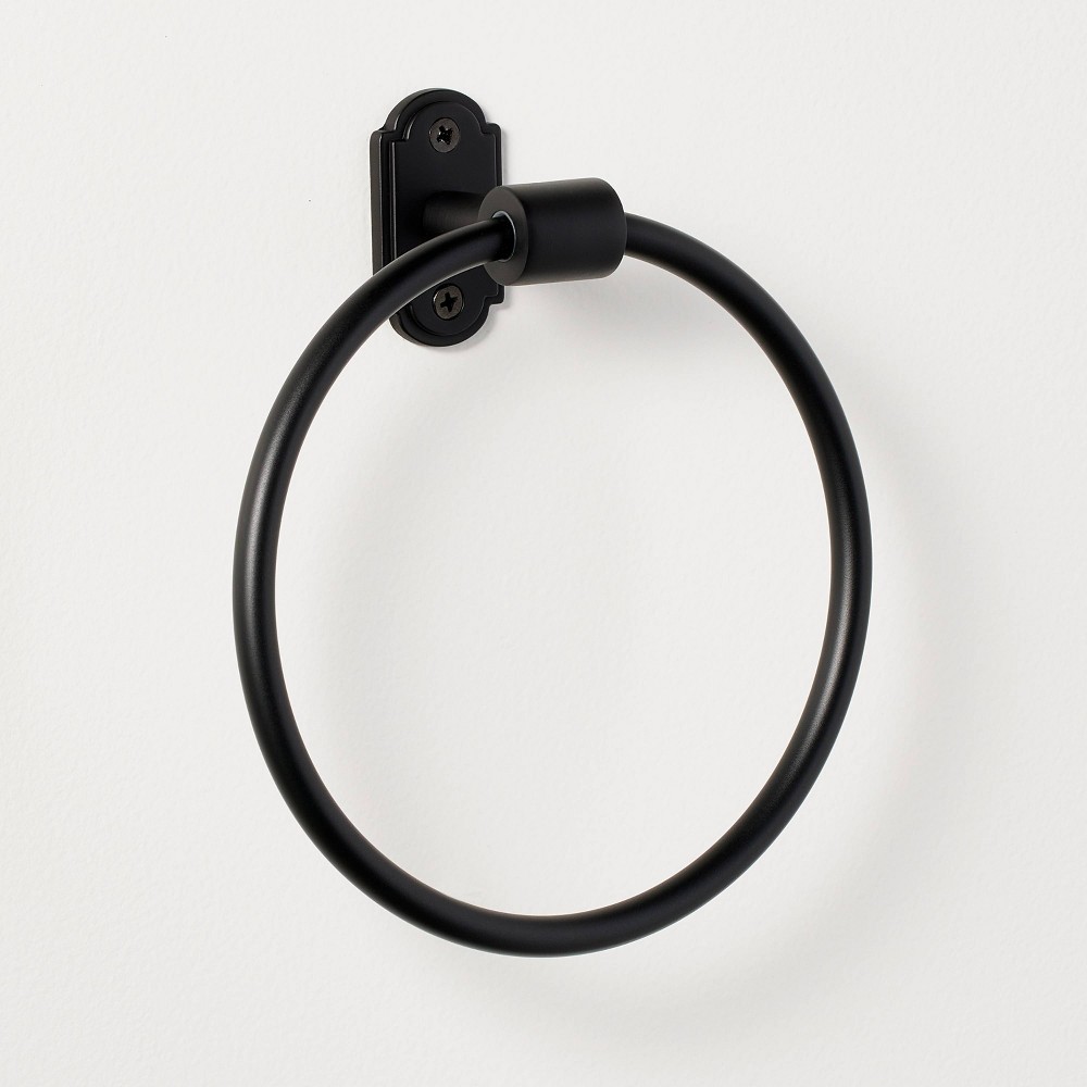 Photos - Towel Holder Classic Metal Towel Ring Black Finish - Hearth & Hand™ with Magnolia