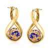 Ross-Simons Italian Blue Murano Glass Bead Twisted Hoop Earrings in 18kt Gold Over Sterling - 3 of 4