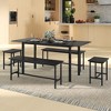 Tangkula 5 PCS Dining Table Set for 4-6 w/ 2 Benches & 2 Stools Metal Frame Dining Room Black - 4 of 4