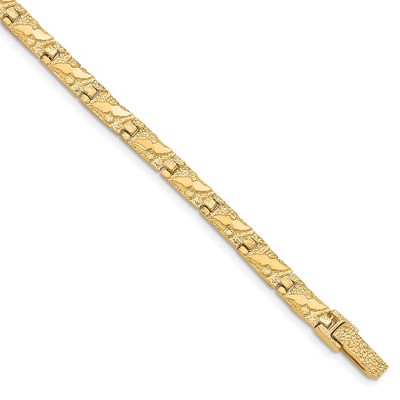 Black Bow Jewelry 6mm 10k Yellow Gold Nugget Link Bracelet, 8 Inch