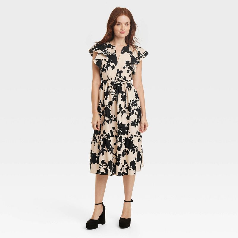 Women's Flutter Short Sleeve Midi Dress - A New Day™ , 1 of 8