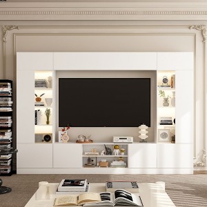 Famapy Large Entertainment Center All - Encompassing TV Entertainment Center: Aesthetic & Practical Living Room Essential - 1 of 4