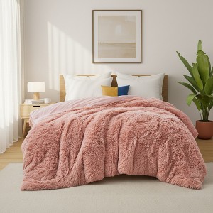 Peace Nest Shaggy Plush Comforter Set Faux Fur with Velvety Reversible Backing - 1 of 4