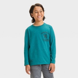 Boys' Long Sleeve Jurassic Legend Graphic T-Shirt - Cat & Jack™ Dark Green - 1 of 4