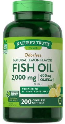 Nature's Truth Odorless Fish Oil 2000mg | Natural Lemon Flavor | 200 ...