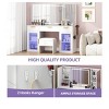Modern Vanity Desk with Stool Makeup Table Tri-Fold Mirror RGB-Lit Glass Cabinets 3 Drawers Shelves, Dresser Vanity Desk Set for Bedroom - 4 of 4