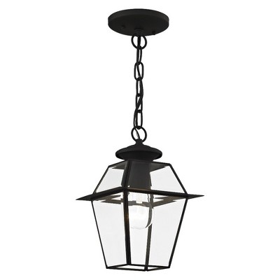 Charleston Romance 1-Light Black Brass Pendant with Clear Beveled Glass