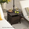 Tangkula Outdoor Side Table with 1.93" Umbrella Hole All-Weather PE Wicker Patio Umbrella Table with Rustproof Frame - 3 of 4