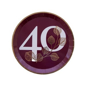 Jollity & Co. - 40th Birthday Dessert Plates in Mauve - Pack of 8 Paper Plates - 1 of 2