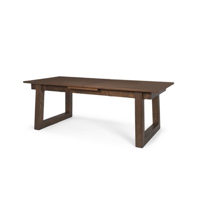 HomeRoots 106" Dark Brown Solid Wood Self-Storing Leaf Sled Base Extendable Dining Table