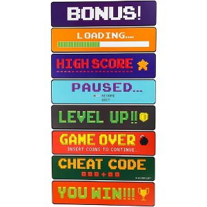 Blue Panda Video Game Sign Cutouts - 8-Pack Arcade Directional Signs Theme Party Decorations, Kids Birthday Party Favors on 350 GSM Cardstock Paper, - 1 of 4