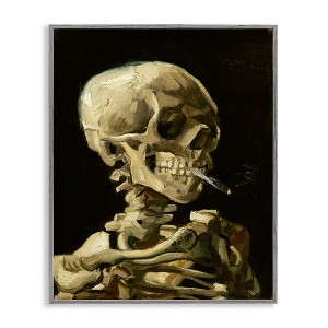 Stupell Industries Skull with Burning Cigarette Framed Giclee Art, Gray, 16" x 20" - 1 of 4