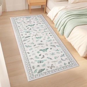 Coucheta Floral Butterfly Area Rug - Washable Non-Slip Carpet for Living Room, Bedroom & Nursery, Stain Resistant Low Pile Rug - 1 of 4