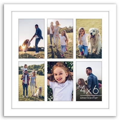Americanflat 14x14 Collage Picture Frame with Polished Plexiglass - Fits Six 4x6 Photos or One 14x14 Photo - Signature Collection - White