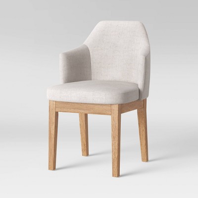 Kinston Curved Back Upholstered Dining Chair Linen - Threshold™: Polyester, Rubberwood Legs, Spot Clean